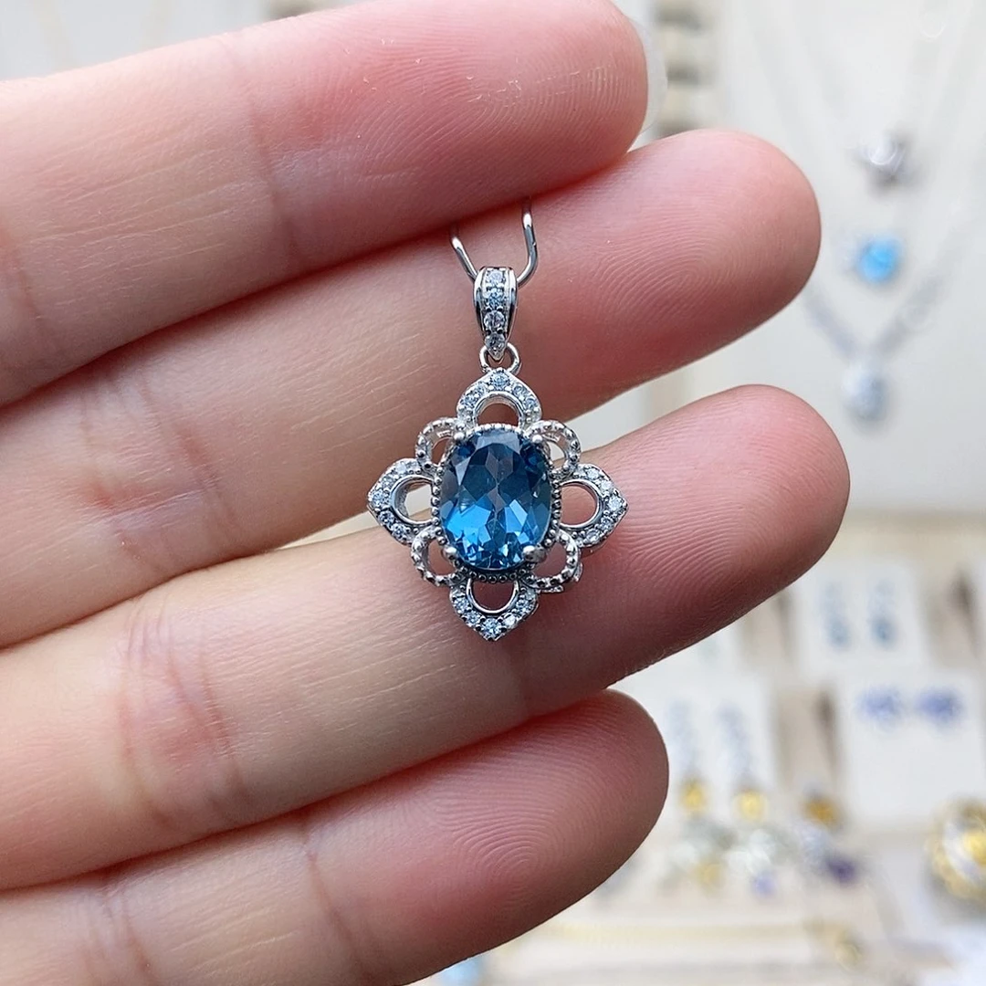 托帕石吊坠(不含链)银S925镶嵌需要证书备注