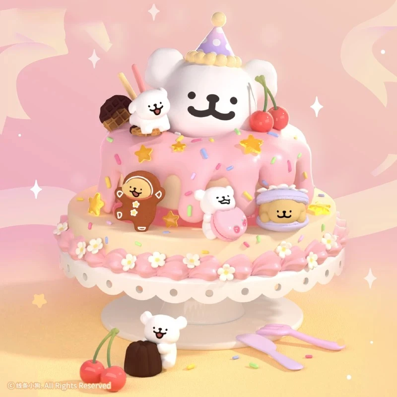 【代拆】线条小狗甜品屋系列小狗头萌粒盲盒盲袋可爱mini崽崽摆件