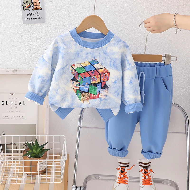 男童春秋套装2024新款卫衣洋气男宝宝秋季衣服两件套儿童