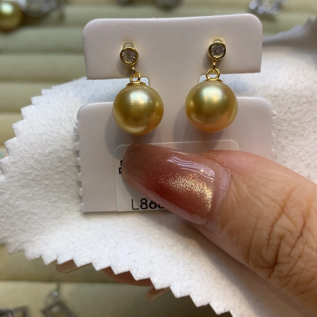 银S925镶嵌耳饰海水珍珠