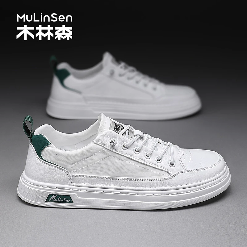 木林森板鞋男秋季2025新款男士皮鞋运动软底休闲子秋季透气小白鞋