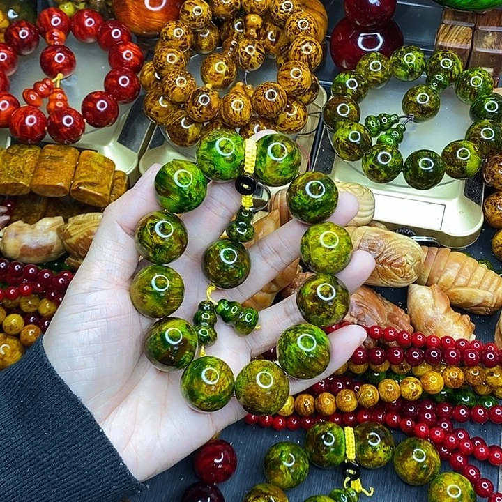 松木琥珀木文玩手串