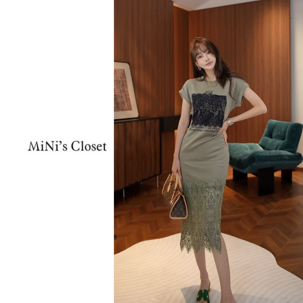 【暮色清歌】夏季显瘦遮肉气质法式高端精致高级开叉长裙子女JE1172