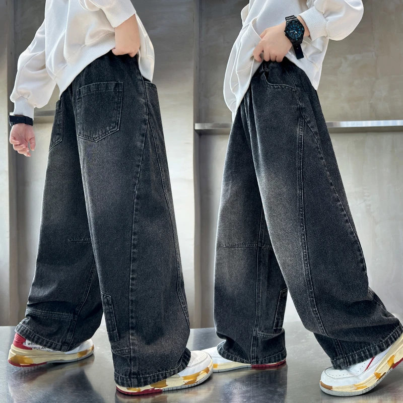 男童秋装裤子春秋款2025新款百搭牛仔裤儿童男孩中大童长裤秋季潮