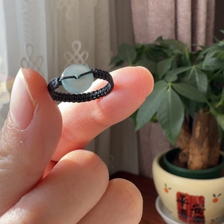 翡翠未镶嵌戒指14-15 黑