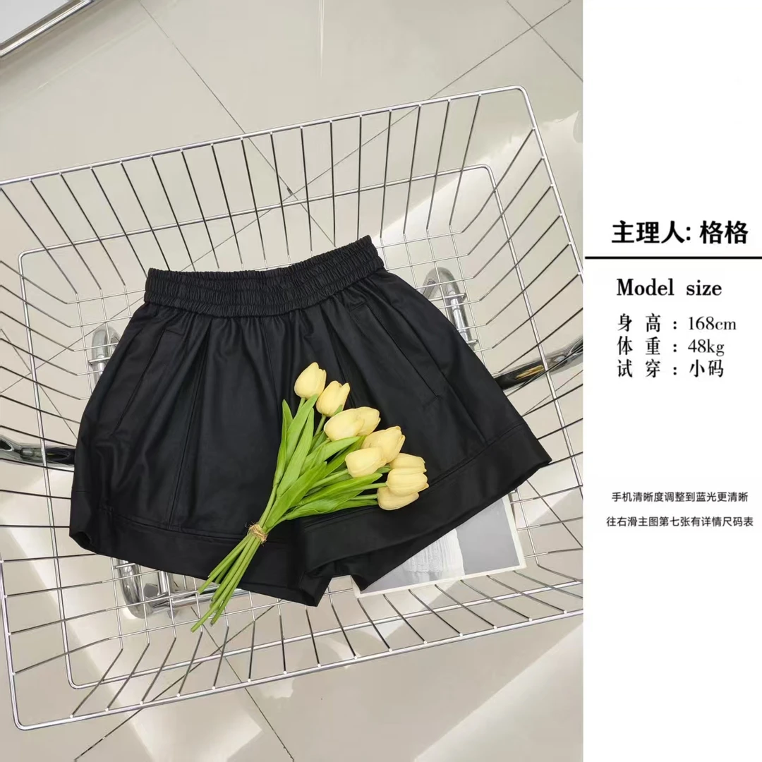 【格小姐】9850-21早秋新款韩版复古百搭设计感松紧腰显瘦短裤女