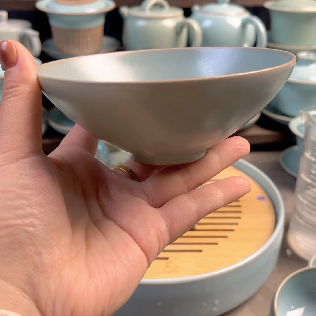 陶摆件瓷仿古釉普洱杯纯手工