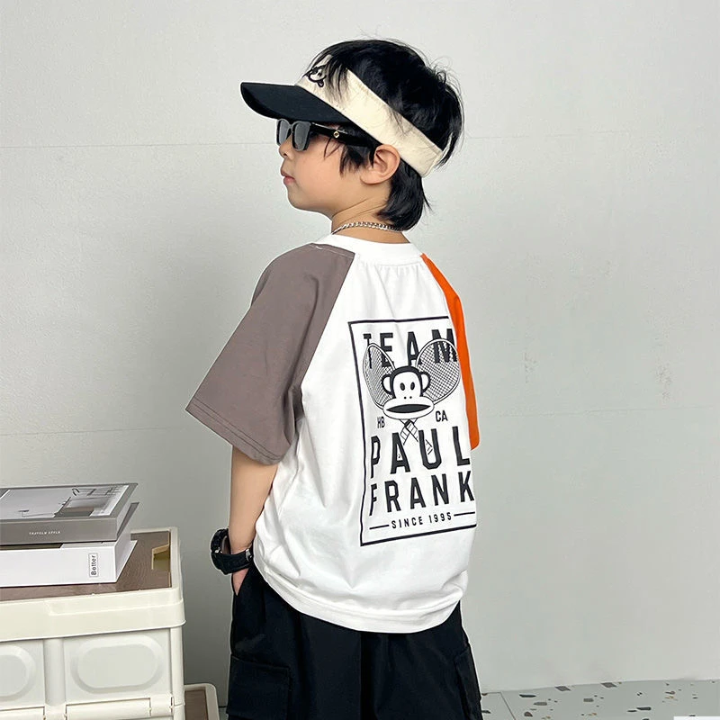 大嘴猴童装纯棉短袖T恤时尚百搭男女童学生夏季透气上装25104F