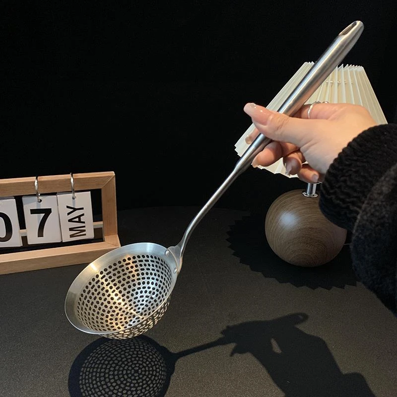 德国304不锈钢一体成型厨房加厚过滤网漏勺食品级捞面饺子家用