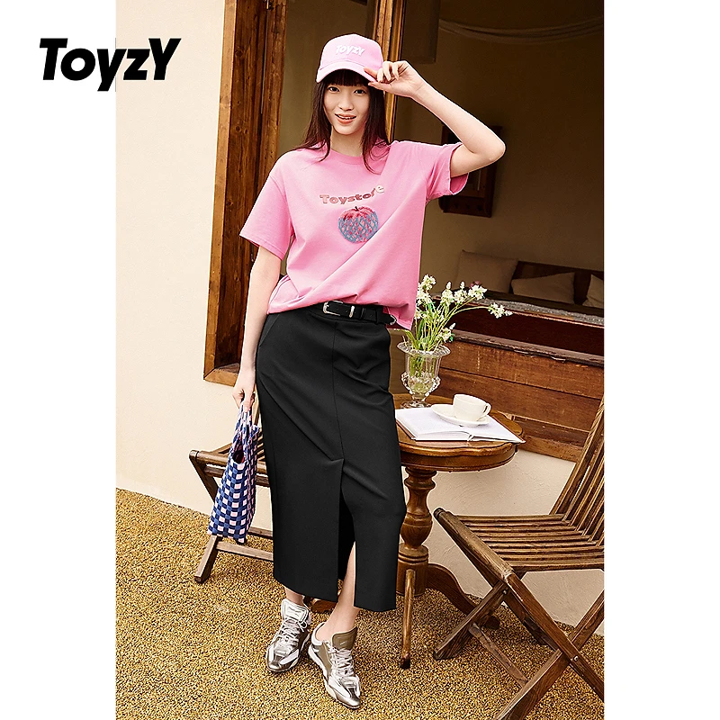 ToyzY25夏新款趣味苹果印花7A抗菌宽松纯棉T恤女ZC35260150