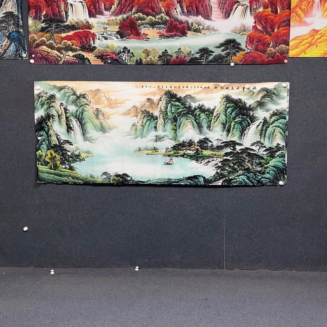 行***窑国画小八尺山水一幅