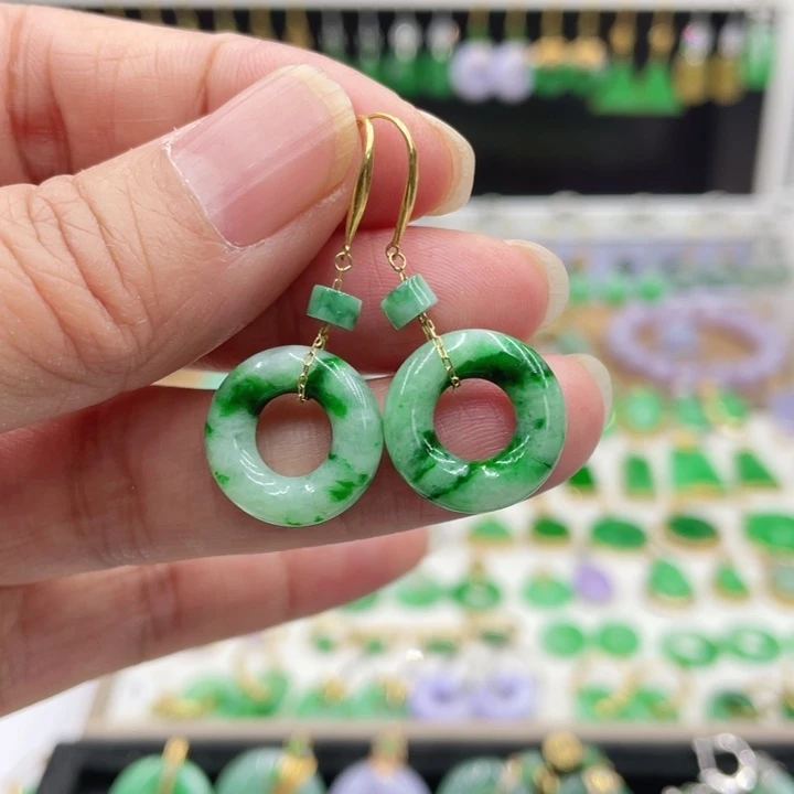 翡翠18K金镶嵌耳饰