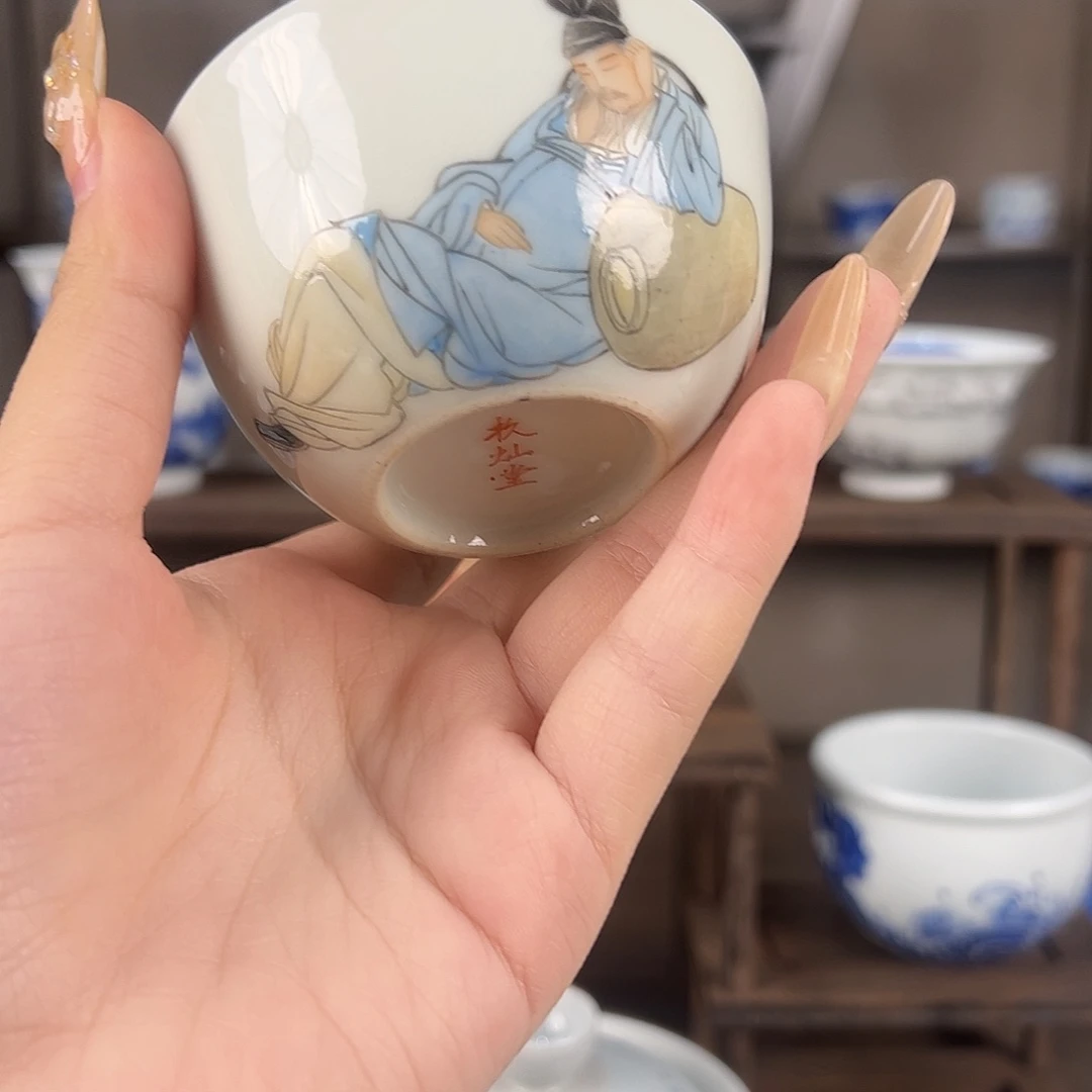 摆件陶景德镇陶瓷手工手绘单杯