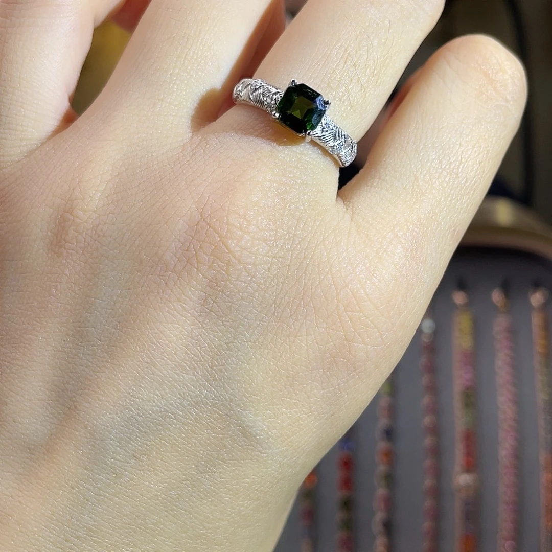 碧玺戒指银S925镶嵌