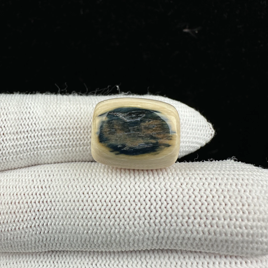 J6455天然猛犸牙 蓝眼睛桶珠 14.5*17.2mm支持鉴定 假一罚四