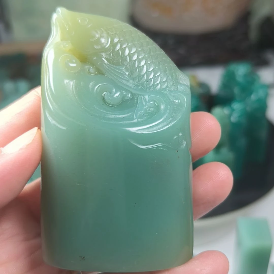 印石寿山石梅子青印章1