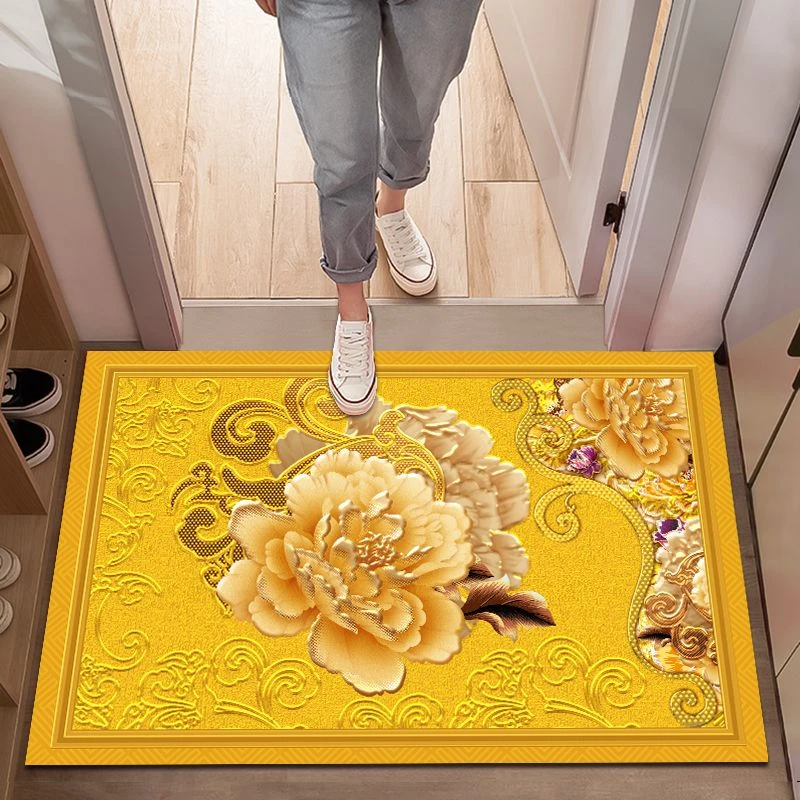 朝西土黄色地垫入户门地毯金黄色脚垫纯色皮革免洗可擦拭裁剪定制