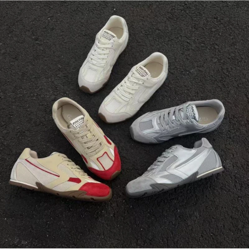 德训鞋女2025新款真皮拼色方头系带平底网面透气运动休闲鞋阿甘鞋