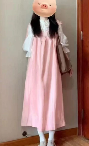 夏装搭配一整套温柔风粉色吊带连衣裙子套装-3380