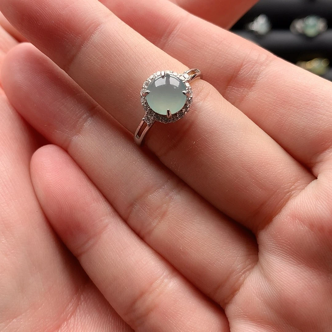 翡翠戒指银S925镶嵌0099