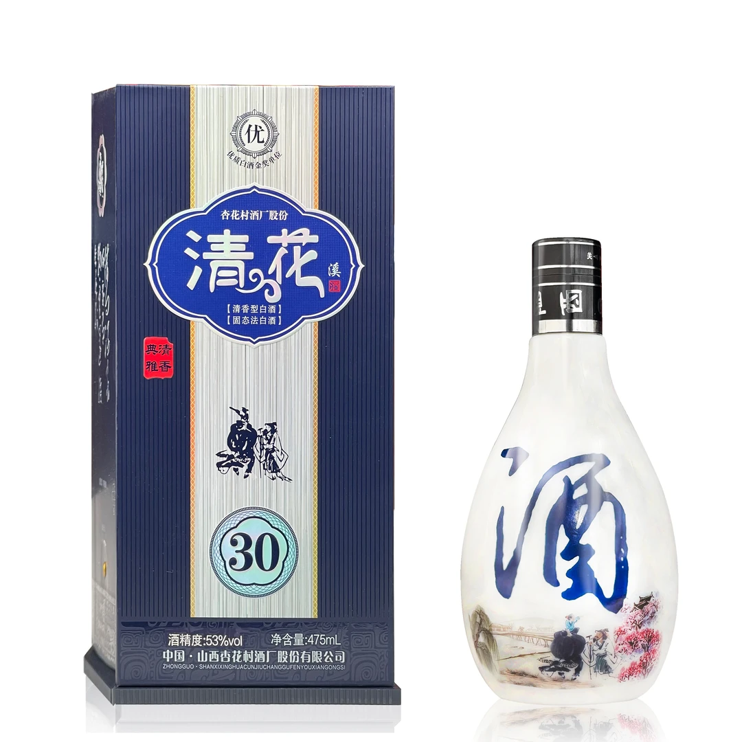 清花溪30清香型纯粮固态发酵高度白酒礼盒装475ml53%Vol475ml