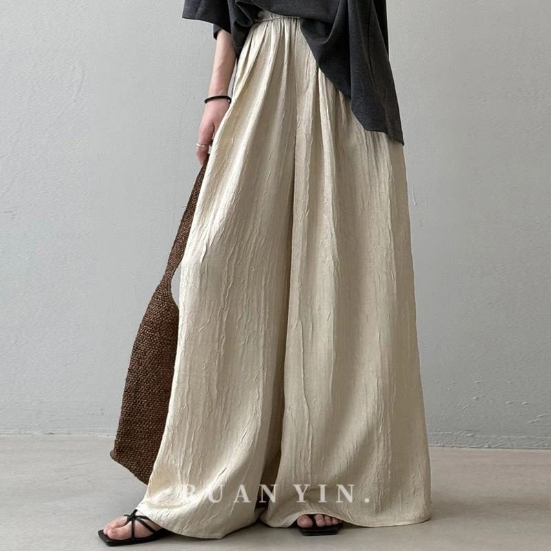 阮音垂坠感阔腿裤女夏季2025新款日系慵懒风休闲山本长裤裙裤子女