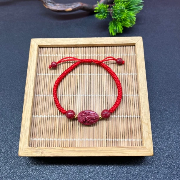 含辰砂工艺品天然红晶砂本命佛手编本命年岁年手链保真高含量朱砂