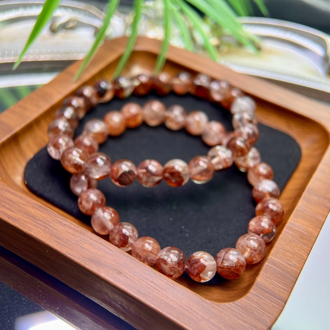 深鸽血红胶花 水晶圆珠手串7mm+  FX-5656