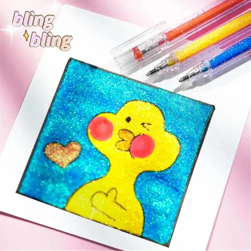 闪光啫喱笔高光绘画闪光笔学生手账DIY荧光笔套装彩色闪光