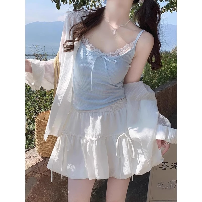 纯欲风性感吊带带胸垫蕾丝美背内搭背心女夏季外穿多巴胺甜辣上衣