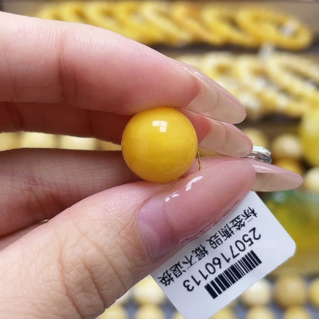 可***ꩅ裸石琥珀未镶嵌13.2mm氧化款圆珠
