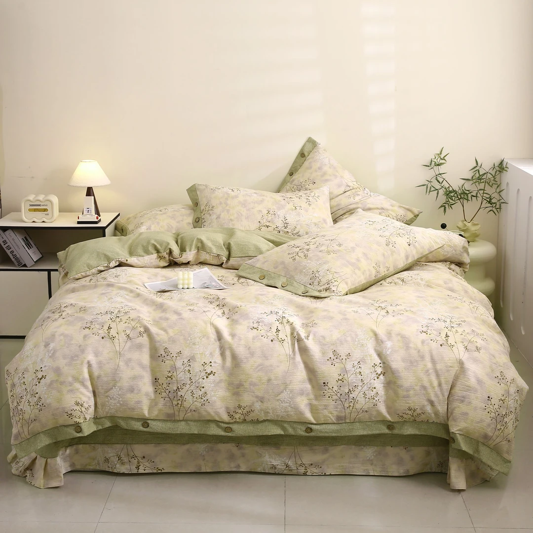 W【高货捡漏】绿茵 设计师款简约臻麻轻奢高档四件套