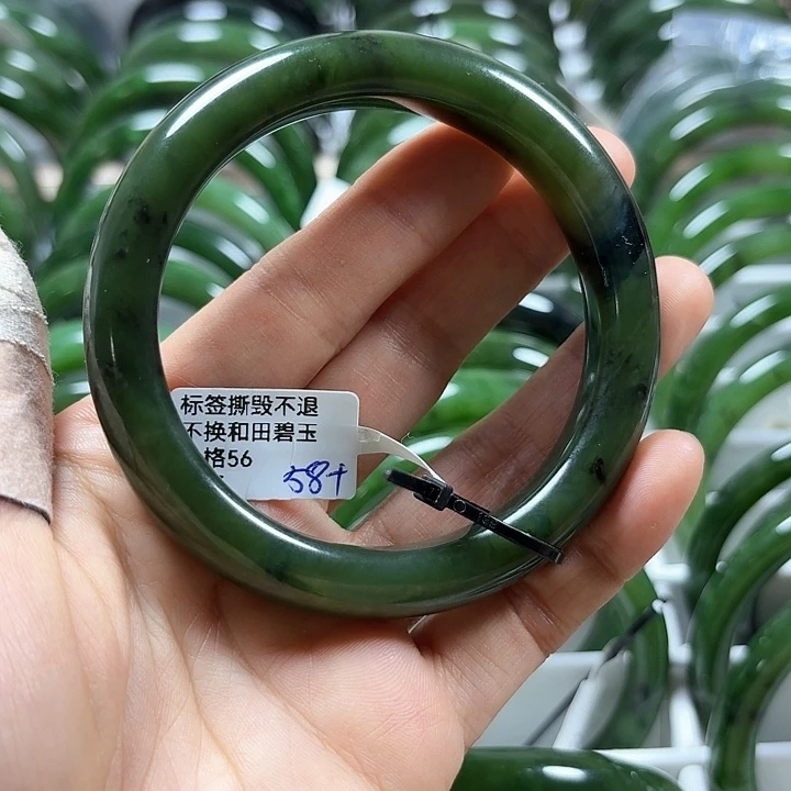 和田玉（碧玉）未镶嵌手镯正圈58微瑕