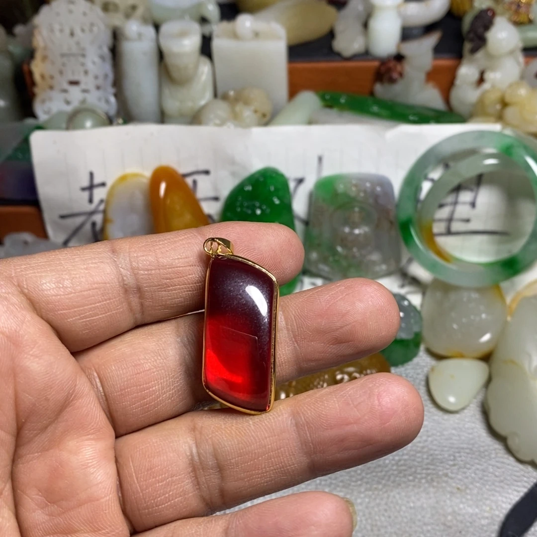 和田玉（糖玉）银S925镶嵌颈饰