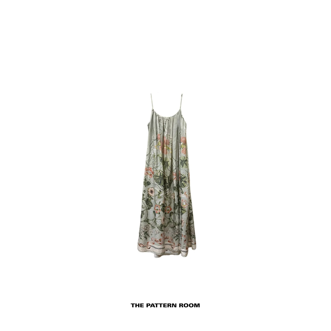 The pattern room | 纹理之美盛夏花园定位印呼吸棉吊带连衣裙