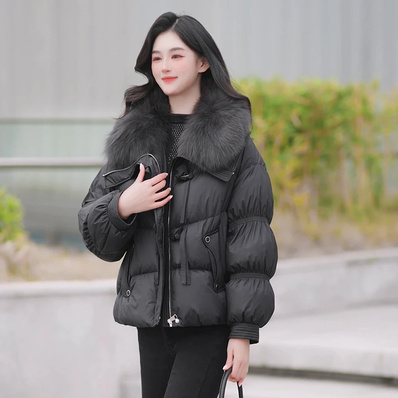 冬季狐狸毛羽绒服新款白鹅绒服时尚保暖加绒加厚羽绒服女