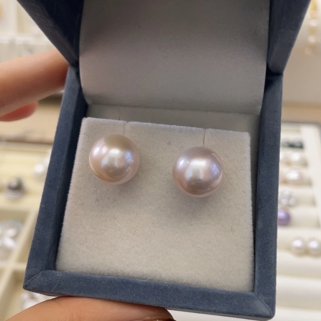 淡水珍珠银S925镶嵌耳饰