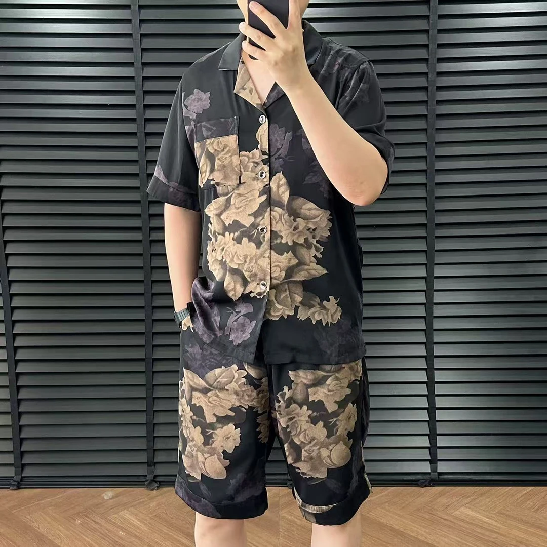 男士睡衣短裤套装家居服睡衣套装