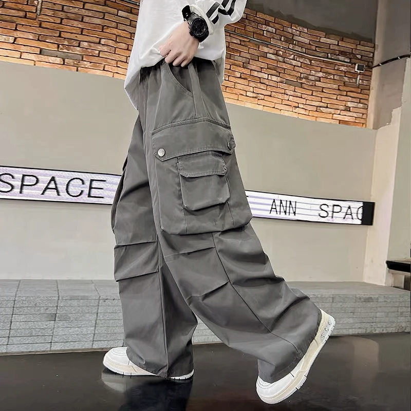 503146童装男童2025新款春秋工装裤休闲裤棉布韩版长裤松紧带男童