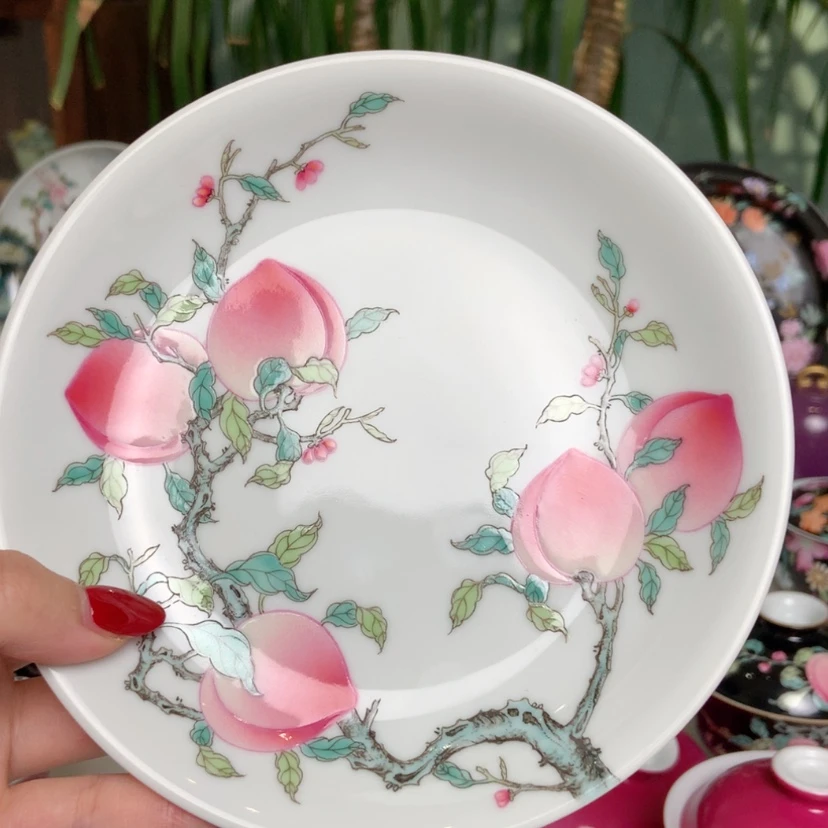 【闪购商品】和点工五桃壶承手工手绘