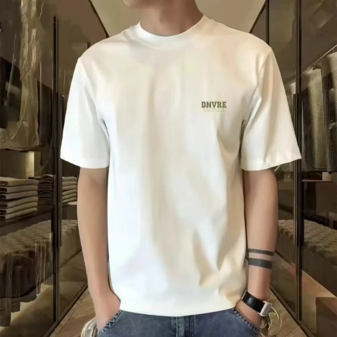 纯棉春夏季重磅圆领短袖t恤男宽松百搭大码半袖背心打底简约背心