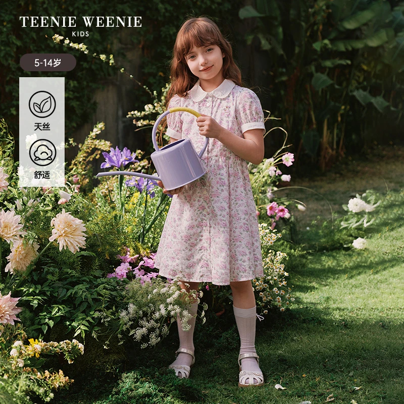 TeenieWeenieKids25年夏新款女童翻领碎花连衣衬衫裙TKOW252551K