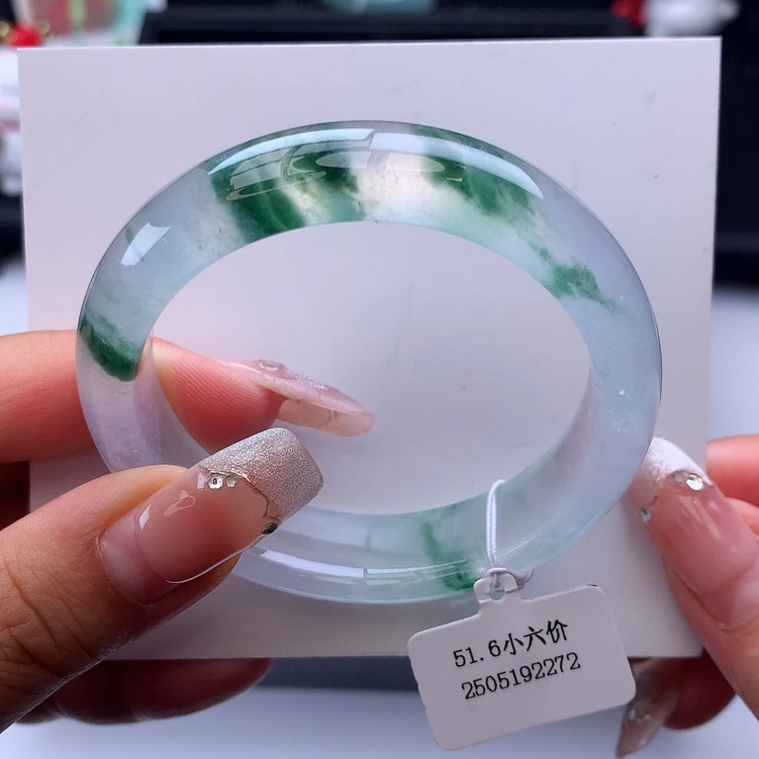 翡翠手镯未镶嵌51.5冰飘花正圈（具体价格咨询客服）