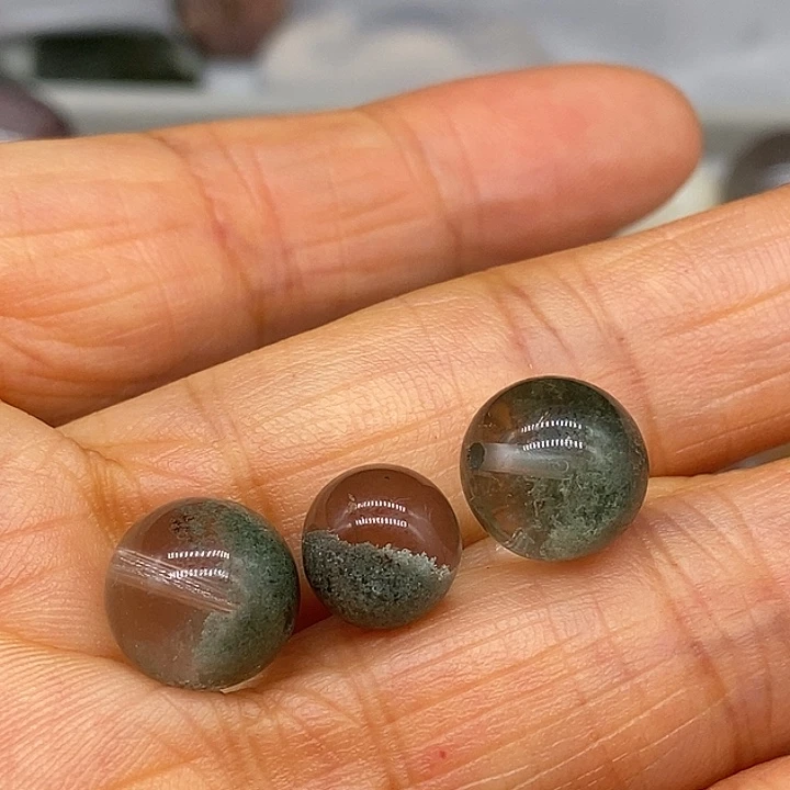水晶颈饰未镶嵌天然水晶绿幽灵聚宝盆圆珠