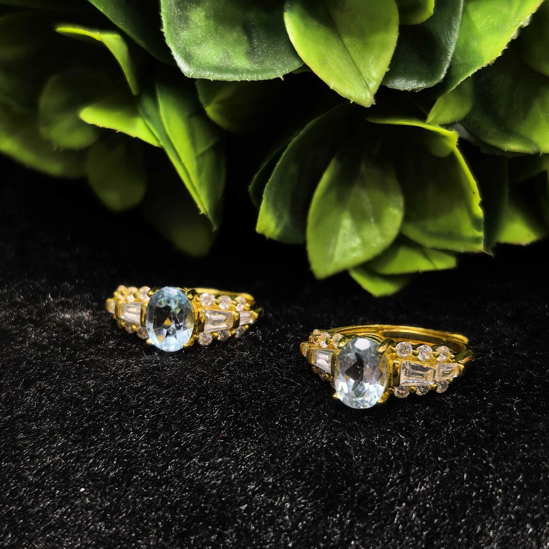 江德洋珠宝CT11142璀璨耀眼净体蓝托帕石戒指-多样性发货只发一件