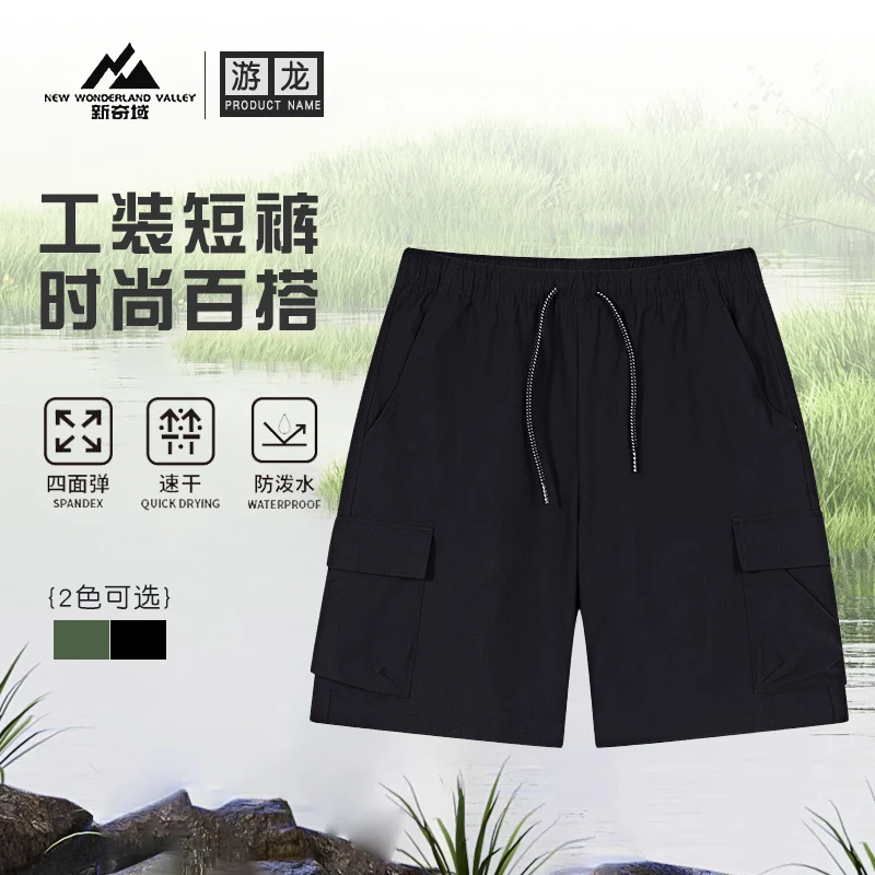新奇域游龙四面弹防泼水男士户外运动休闲百搭工装短裤-NDWK3401
