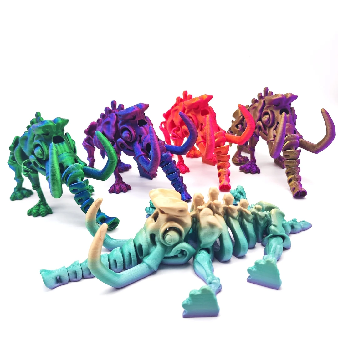 3D打印SkeletonMammoth可动中国恐龙模型桌面摆件减压炫彩