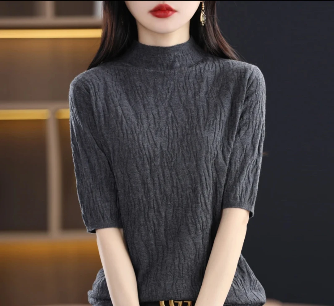 【太好穿了！】2025秋季新款四边形半高中袖套头宽松时尚百搭针织衫
