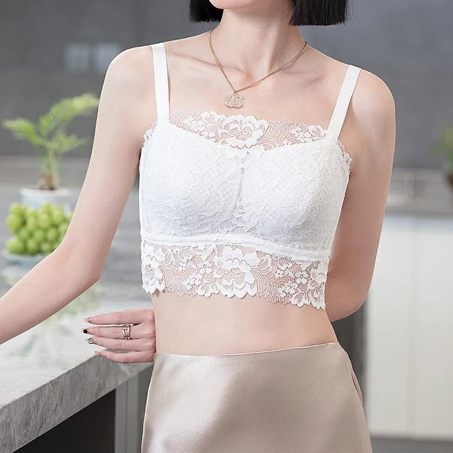 女大胸显小蕾丝吊带美薄款文胸防下垂收副乳抹胸吊带