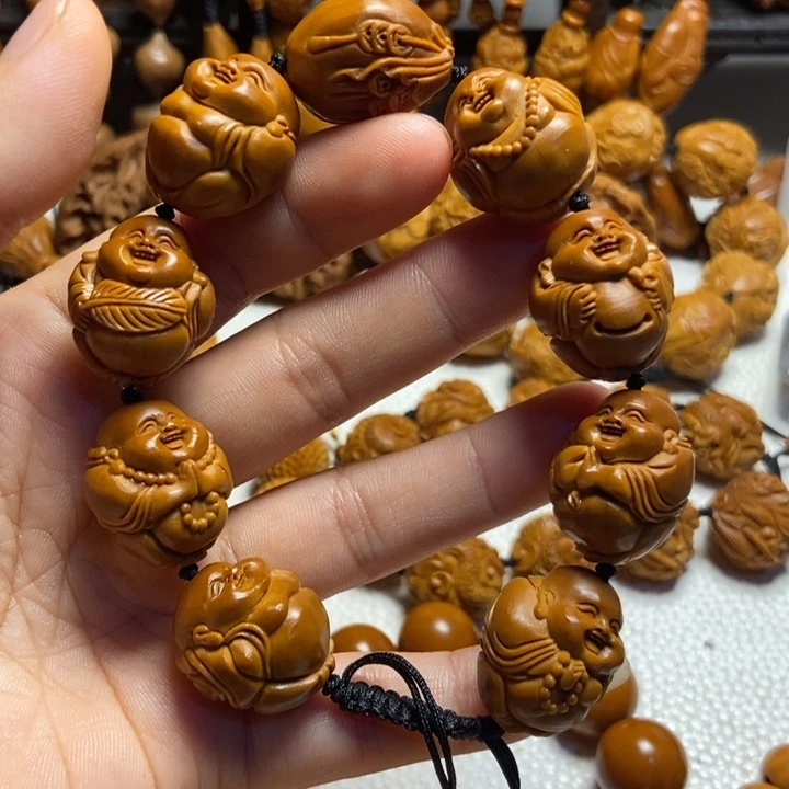 【闪购商品】橄榄核手串/手链一心弥勒1.9